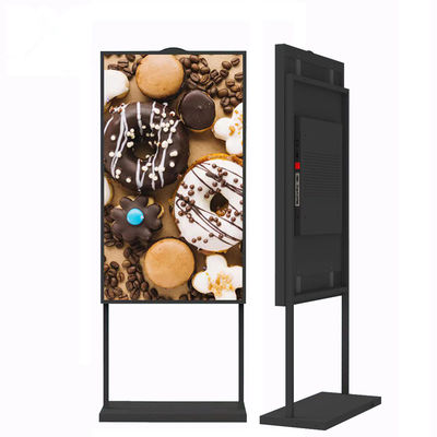 Display LCD de 75 polegadas, 3500 nits, UHD, para montra de loja, de nível comercial, com suporte de chão