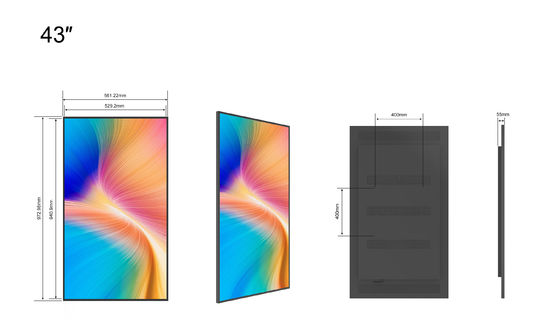 Displays LCD de 43 polegadas 2500cd/M2 Ultra-Finos para Janela